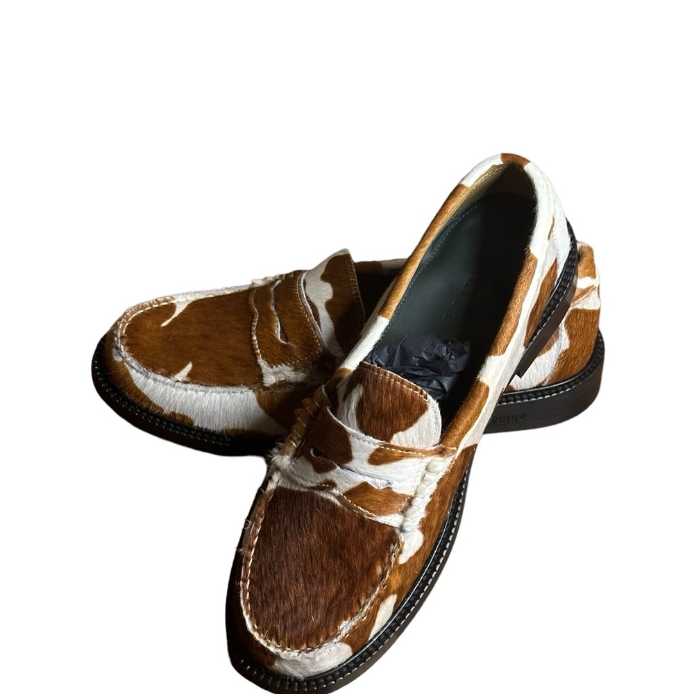 Calf hair leather penny loafers